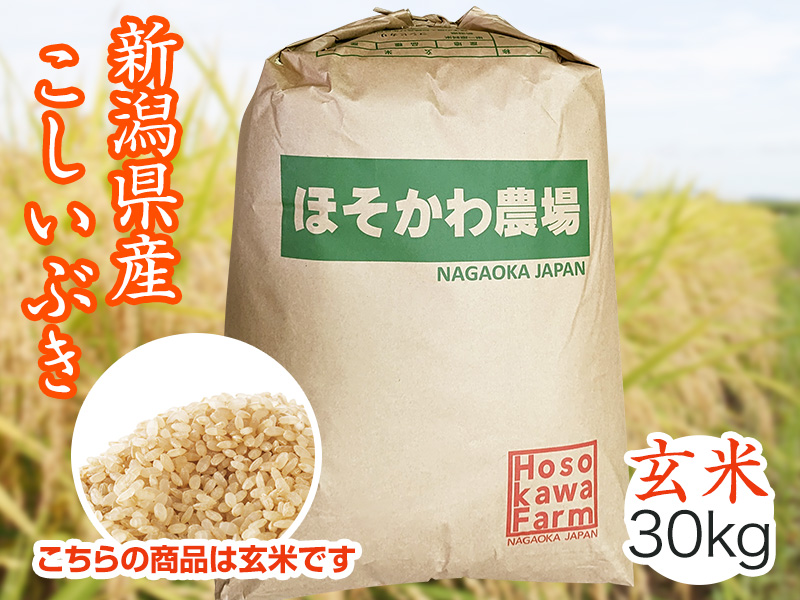 玄米３０キロ 令和7年産】こしいぶき 玄米（30kg）｜長岡 ほそかわ農場 | ほそかわ農場